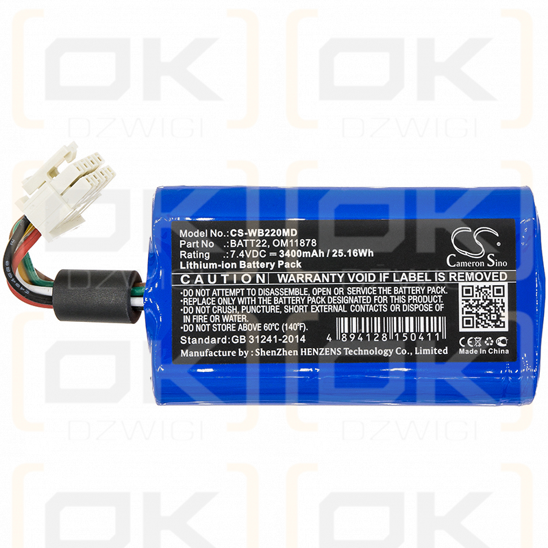 Welch-Allyn Pressure unit Connex Spot / BATT22 3400mAh Li-ion 7.4V (Cameron Sino)