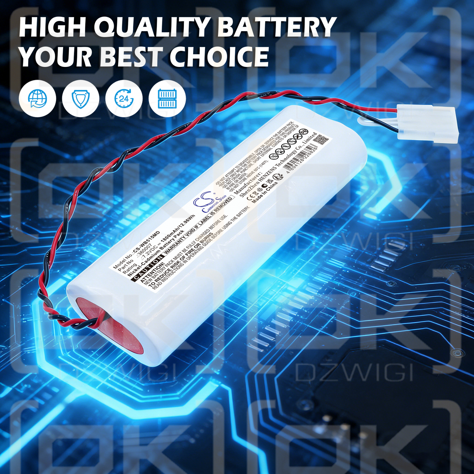 Bateria zamienna do Welch-Allyn  Scale-Tronix 5002 / 360002-20009 1800 mAh Ni-CD 7.2 V (Cameron Sino)