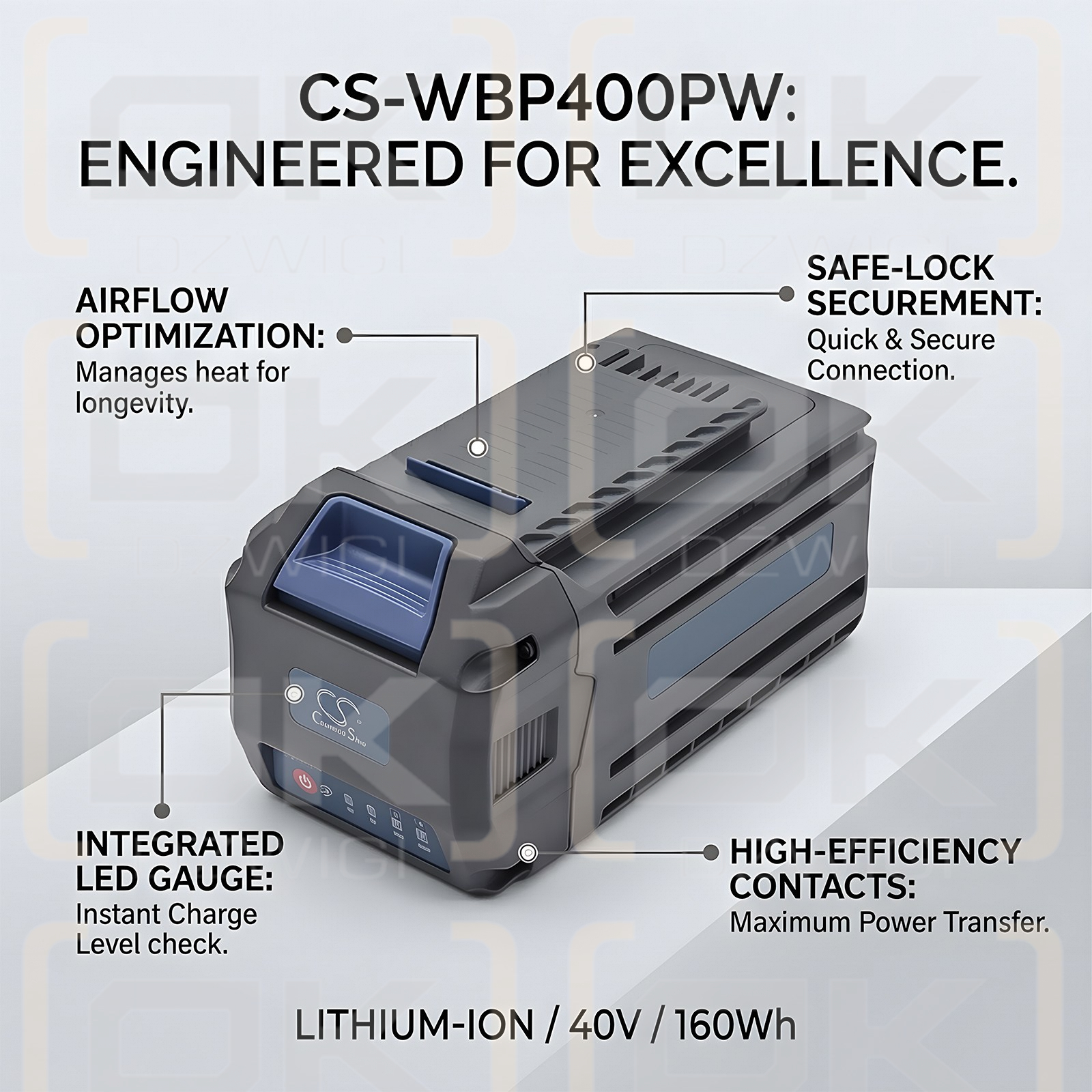 Batería de repuesto para desbrozadora Wild Badger Power 40V / WB40V2.0AHB 4000 mAh Li-ion 40 V (Cameron Sino)