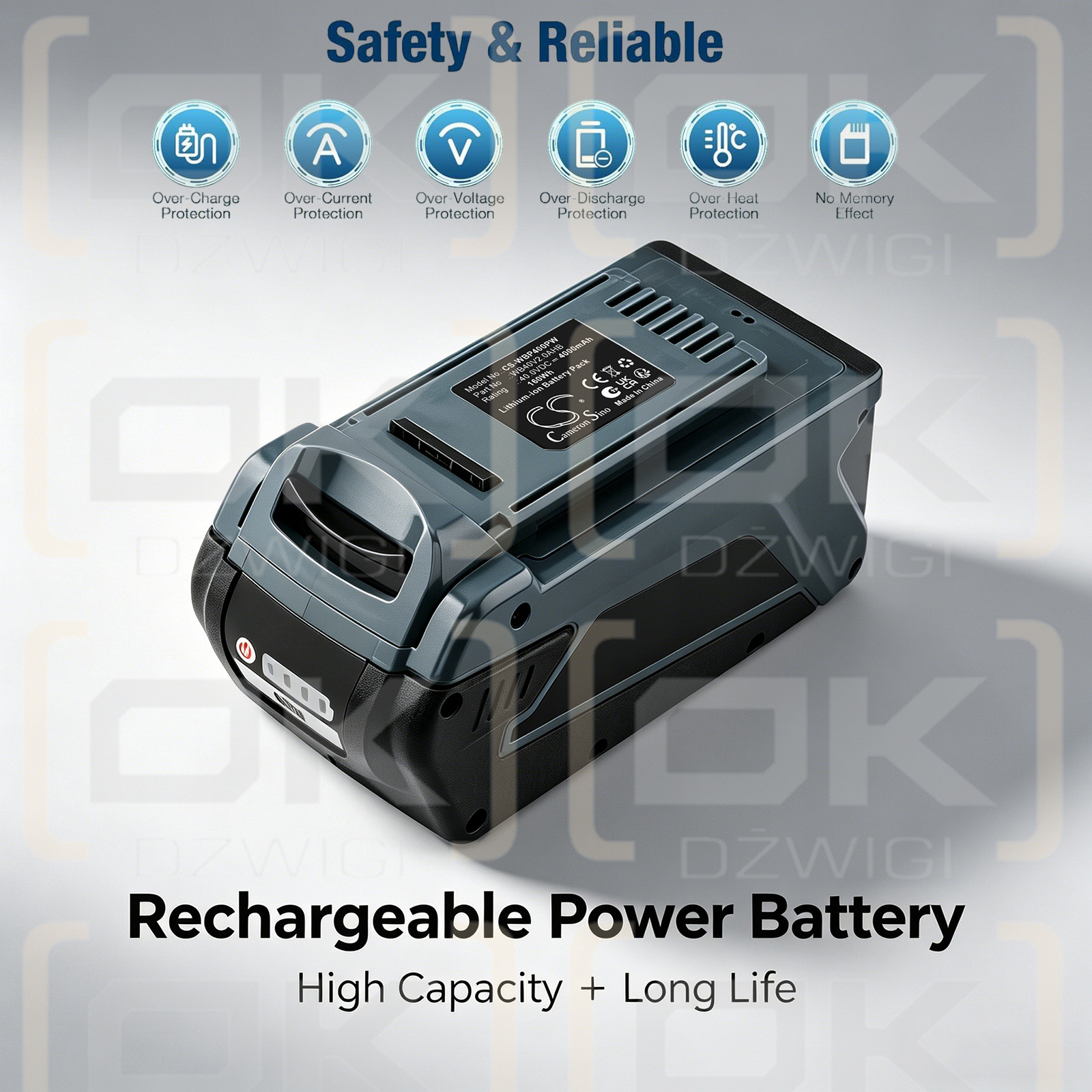 Сменный аккумулятор для триммера Wild Badger Power 40V / WB40V2.0AHB 4000 мАч Li-ion 40 В (Cameron Sino)