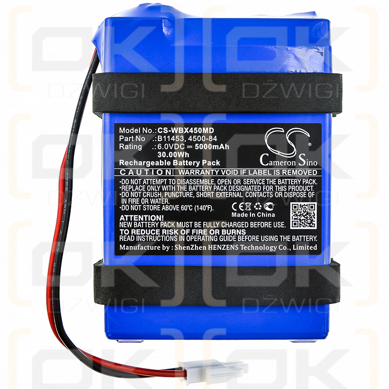 Paquete de baterías recargables Welch-Allyn 45MTO / B11453 5000mAh 6.0V (Cameron Sino)