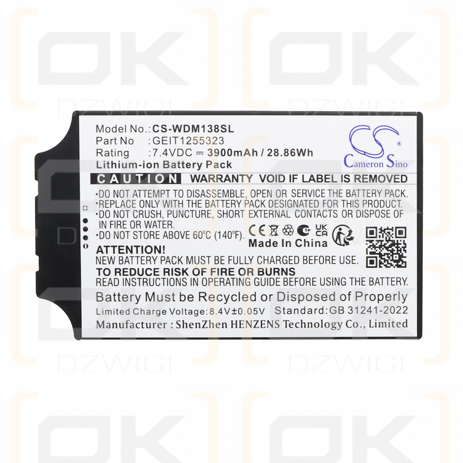 Сменный аккумулятор для Waygate / LI-138 3900 мАч Li-ion 7,4 В (Cameron Sino)