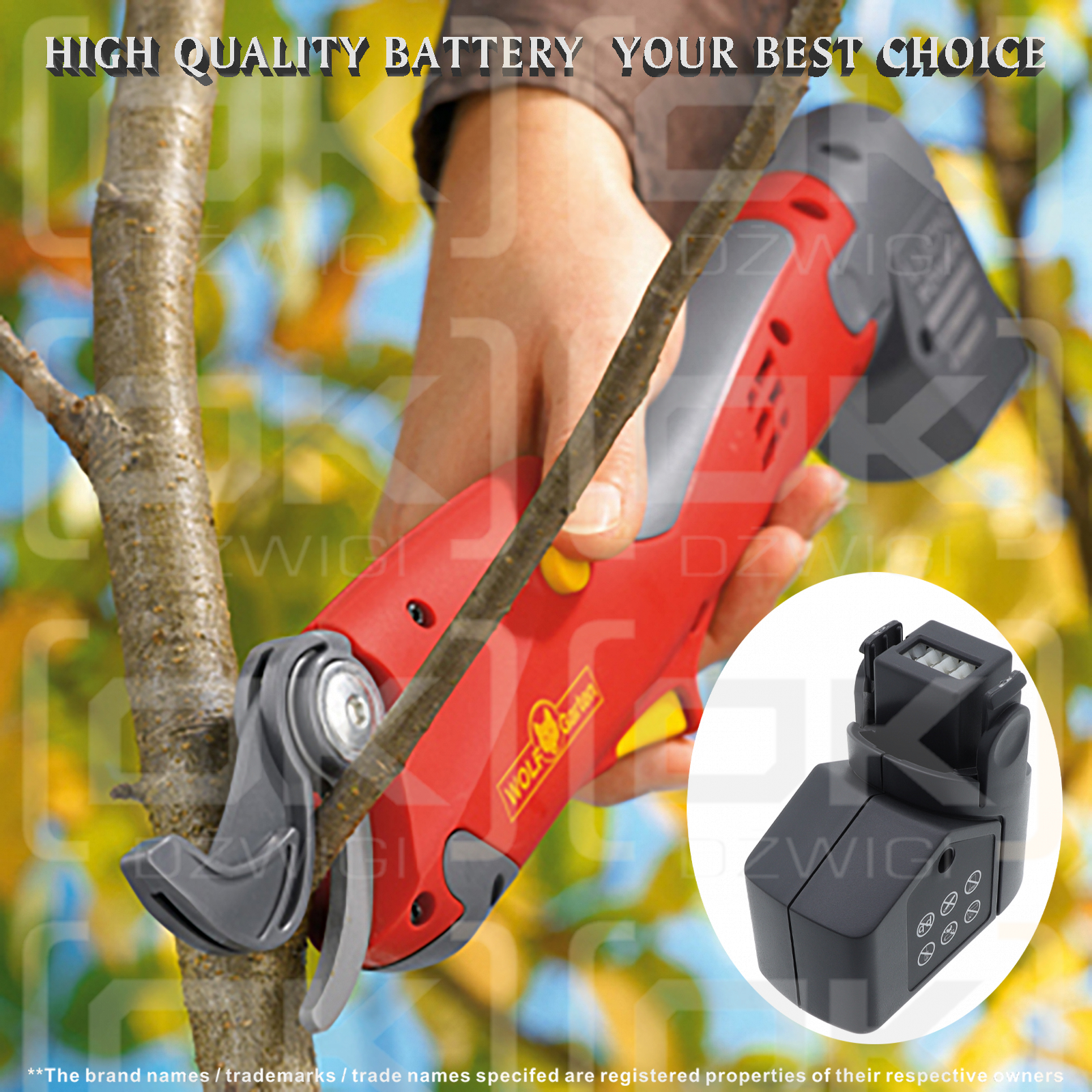 Batería de iones de litio Wolf Garten RR 3000 / Paquete de 4 baterías de iones de litio de 2000 mAh y 7,4 V (Cameron Sino)