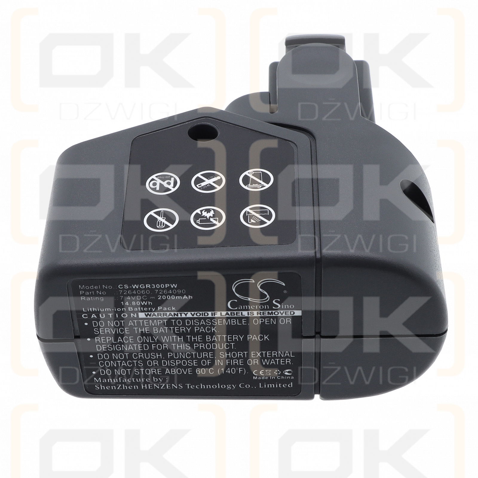 Batería de iones de litio Wolf Garten RR 3000 / Paquete de 4 baterías de iones de litio de 2000 mAh y 7,4 V (Cameron Sino)