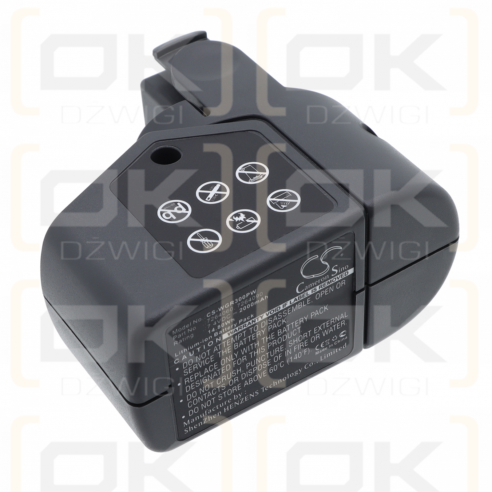 Batería de iones de litio Wolf Garten RR 3000 / Paquete de 4 baterías de iones de litio de 2000 mAh y 7,4 V (Cameron Sino)