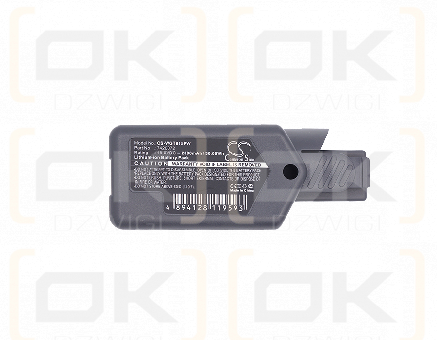 WOLF Garten GT815 / Li-ion Power Pack 3 2000 мАч Li-ion 18,0 В (Cameron Sino)