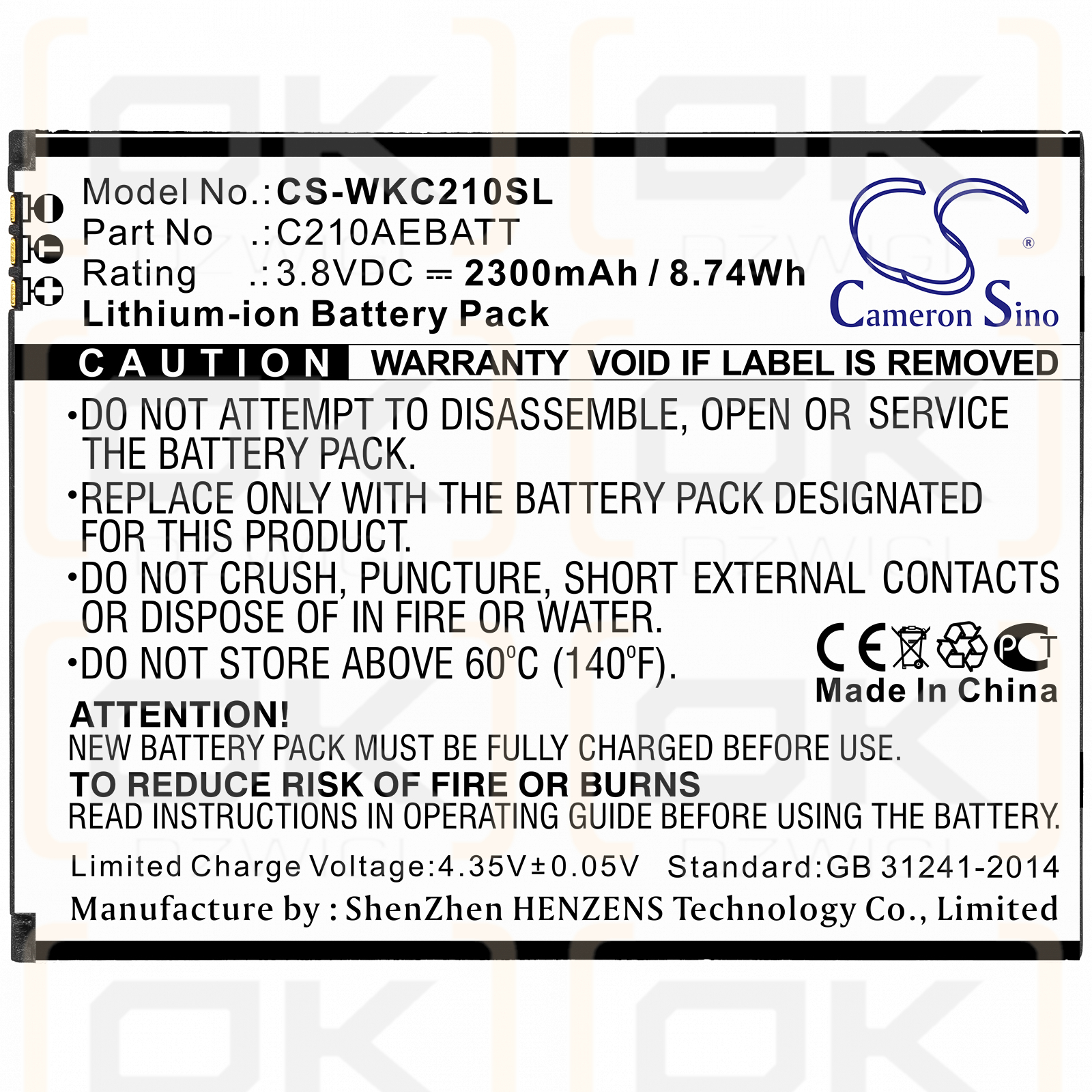 Wiko Life / C210AEBATT 2300 mAh Li-Ion 3,8 V (Cameron Sino)