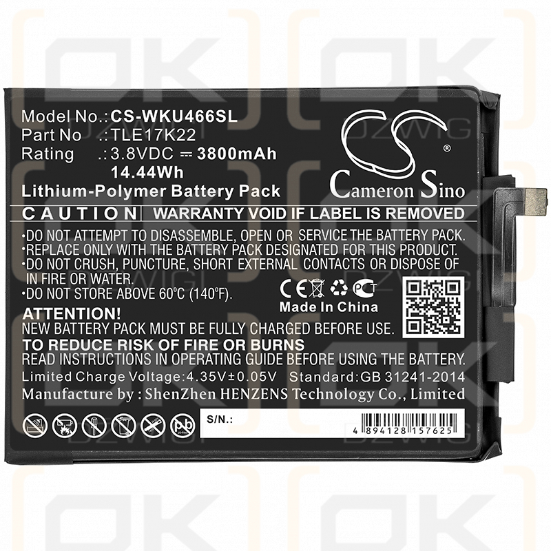 Wiko P4661AN / TLE17K22 3800mAh Li-Polímero 3.8V (Cameron Sino)