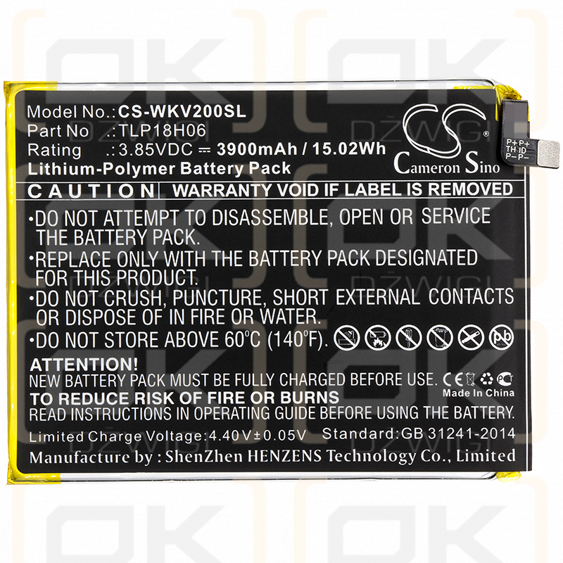 Wiko M2354 / TLP18H06 3900mAh Li-Polymer 3.85V (Cameron Sino)