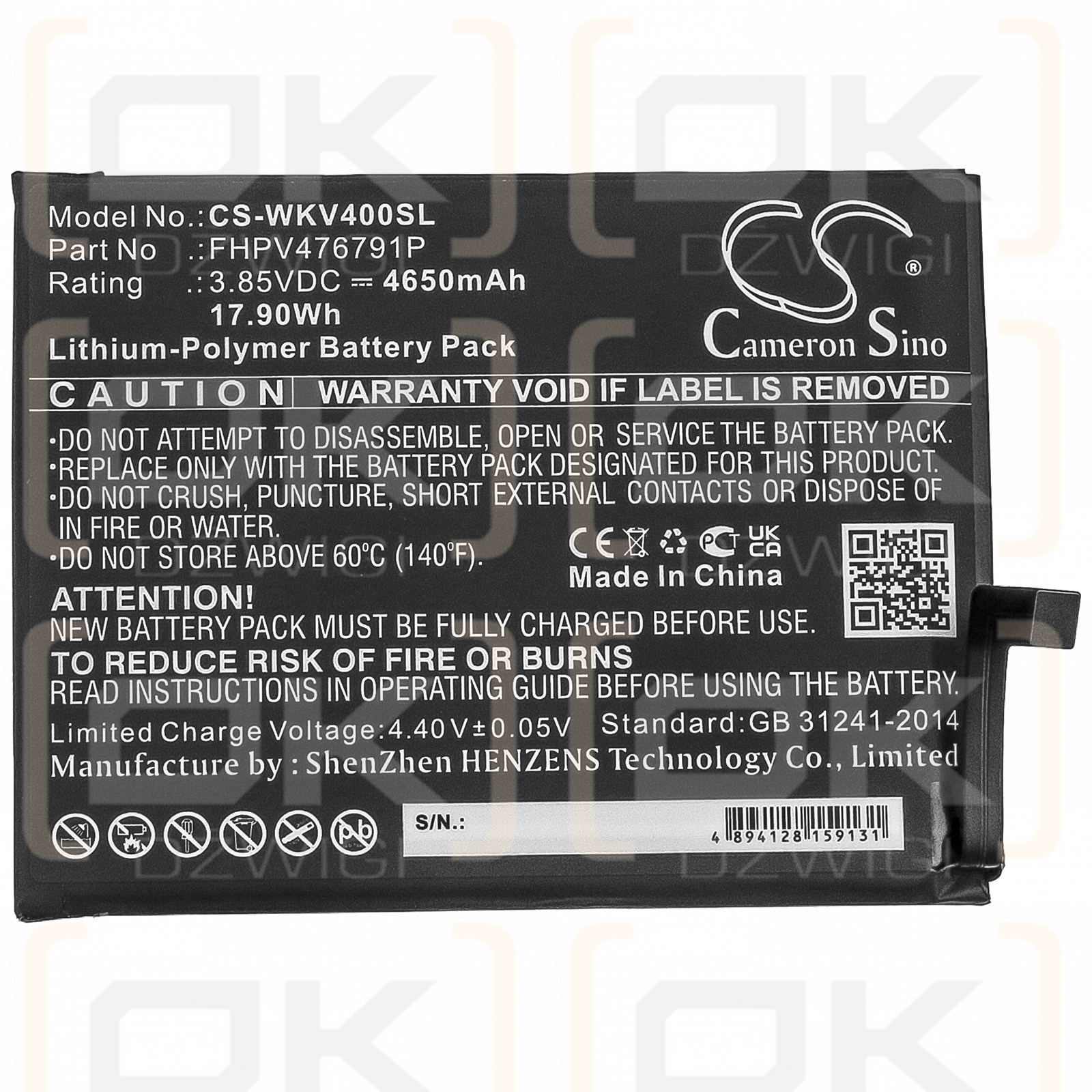 Wiko Power U10 / FHPV476791P 4650mAh Li-Polymer 3.85V (Cameron Sino)