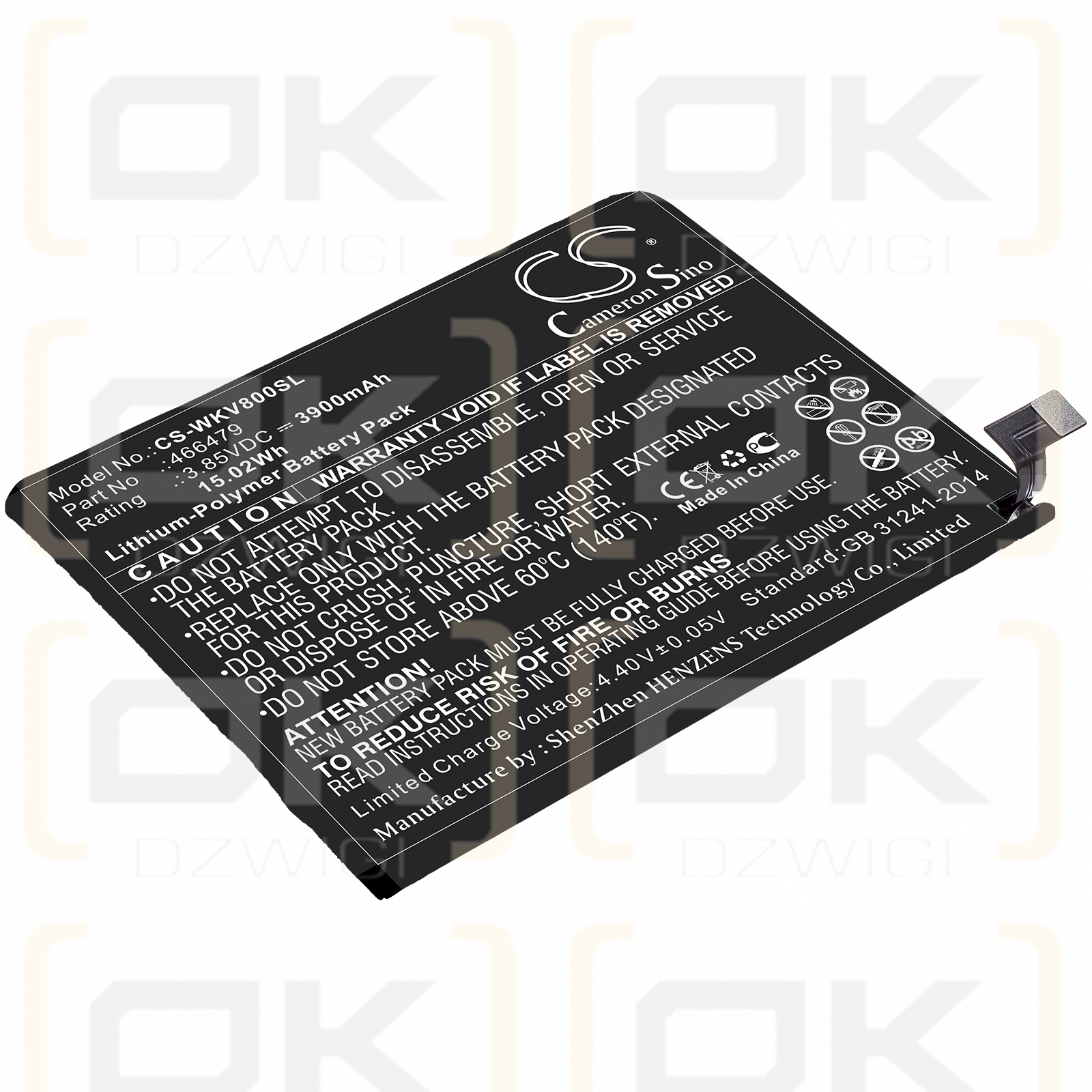 Wiko W-V800 / 466479 3900mAh Li-Polymer 3.85V (Cameron Sino)