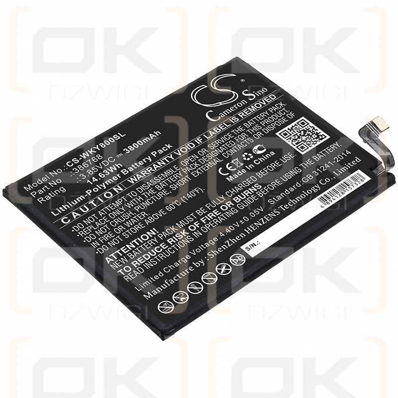 Wiko W-V720 / 386768 3800mAh Li-Polymer 3.85V (Cameron Sino)