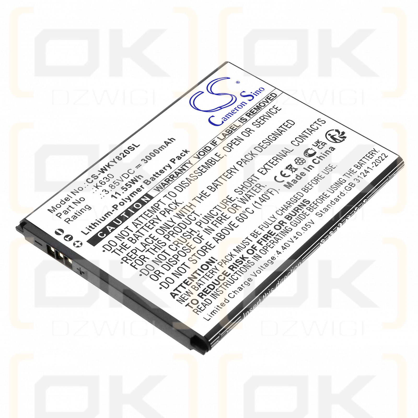 Wiko Y82 / K630 3000mAh Li-Polymer 3.85V (Cameron Sino)