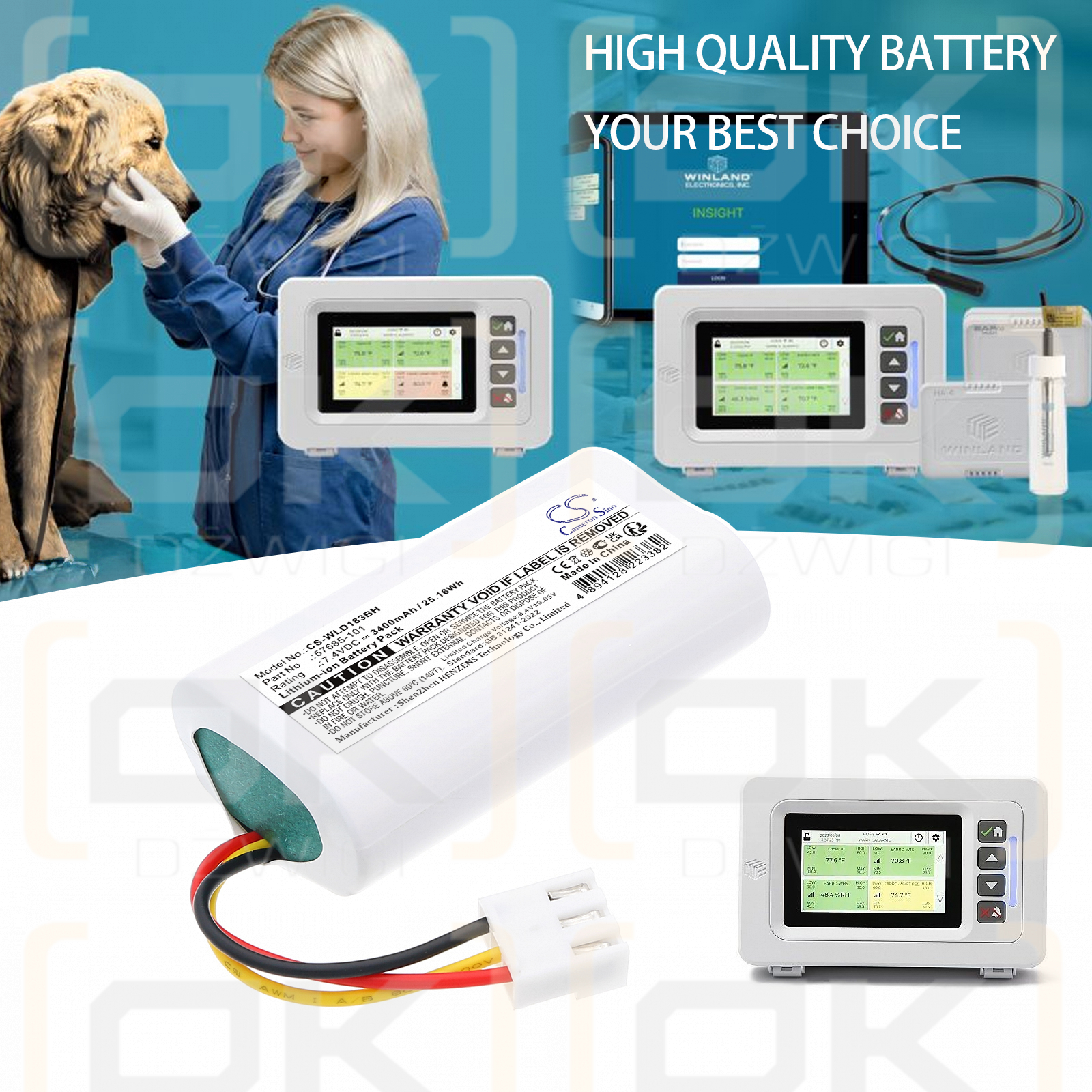 Winland EAPro-GTWY / 57685-101 3400 mAh Li-ion 7.4 V (Cameron Sino)