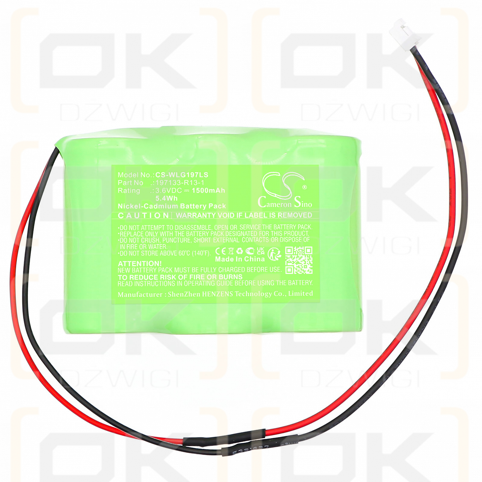 Willing Wi200552 3 VTCS / 197133-R13-1 1500mAh Ni-CD 3.6V (Cameron Sino)