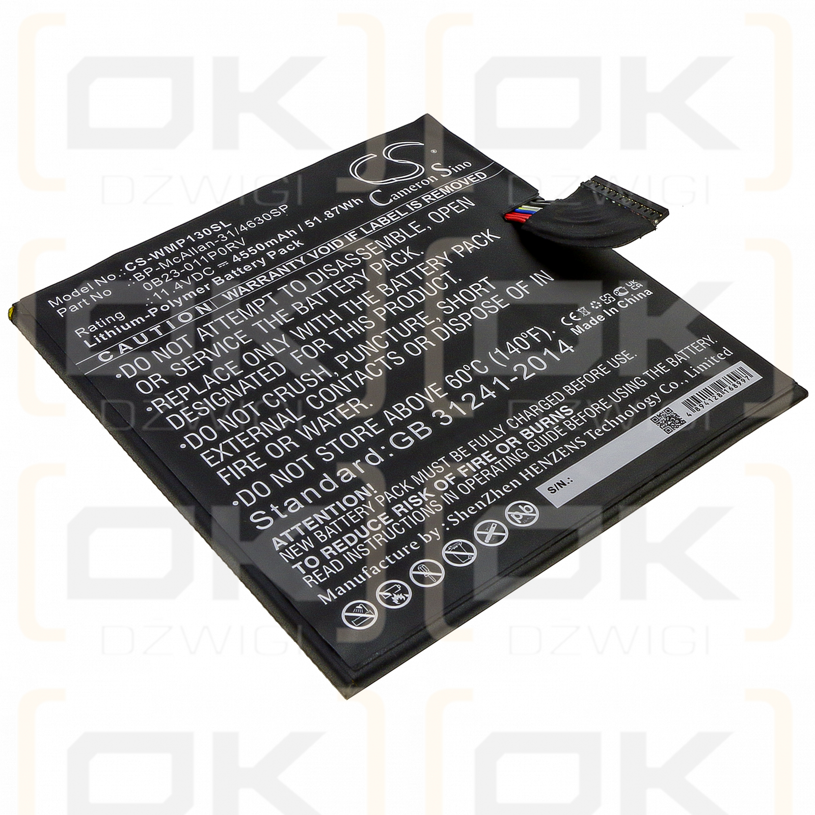 Wacom MobileStudio Pro 13 / 0B23-011P0RV 4550 mAh Polímero de litio 11,4 V (Cameron Sino)