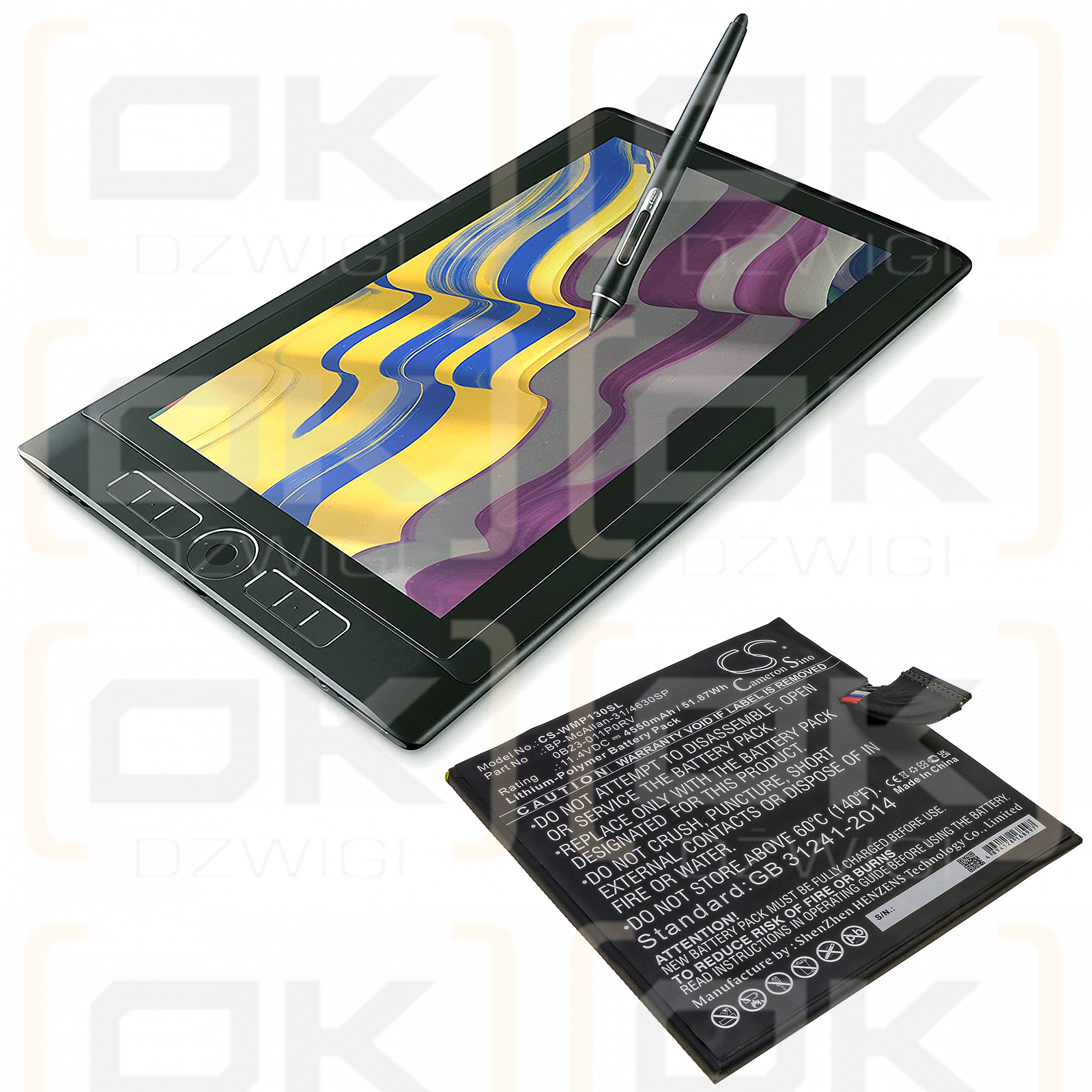 Wacom MobileStudio Pro 13 / 0B23-011P0RV 4550 mAh Polímero de litio 11,4 V (Cameron Sino)