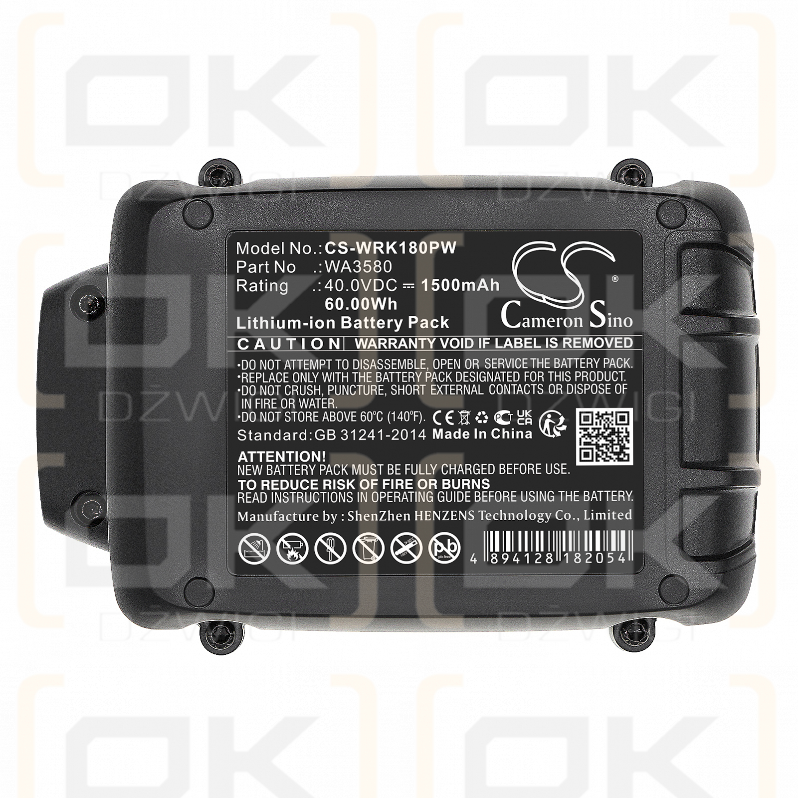 Worx WA3877 / WA3580 1500mAh Li-ion 40.0V (Cameron Sino)