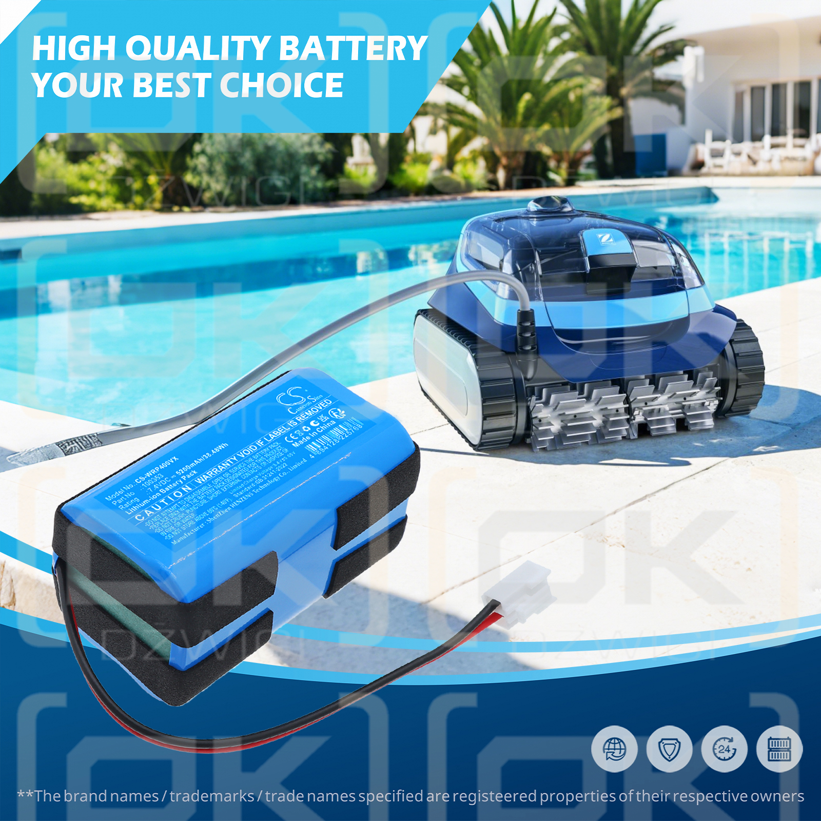 Limpiador de piscinas robot WetRuner / 100353 5200 mAh Li-ion 7,4 V (Cameron Sino)