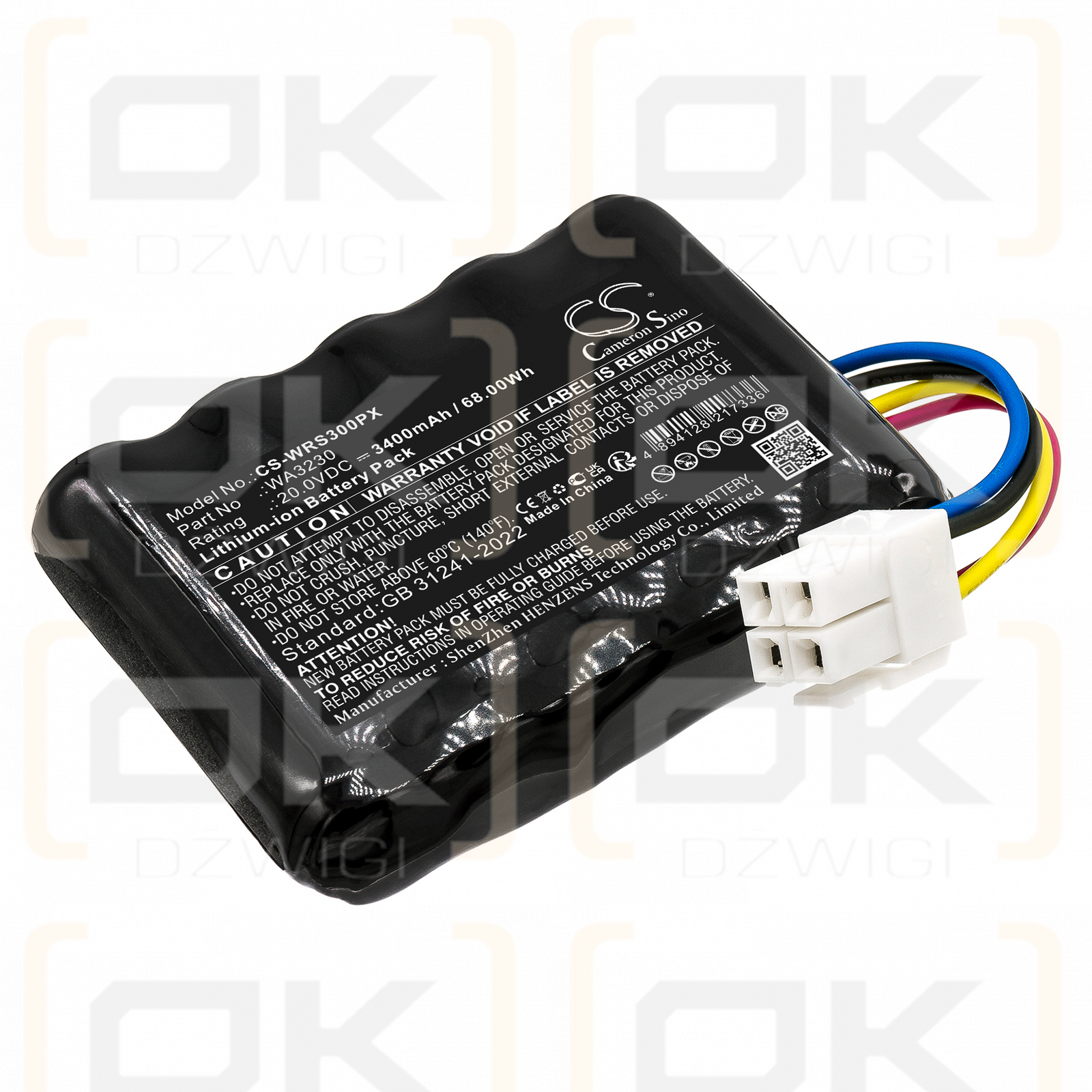 Worx WR115MI / 50032492 3400 mAh, iones de litio, 20,0 V (Cameron Sino)