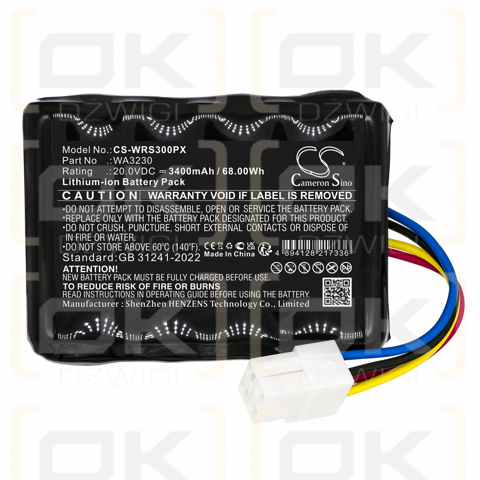 Worx WR115MI / 50032492 3400 mAh, iones de litio, 20,0 V (Cameron Sino)