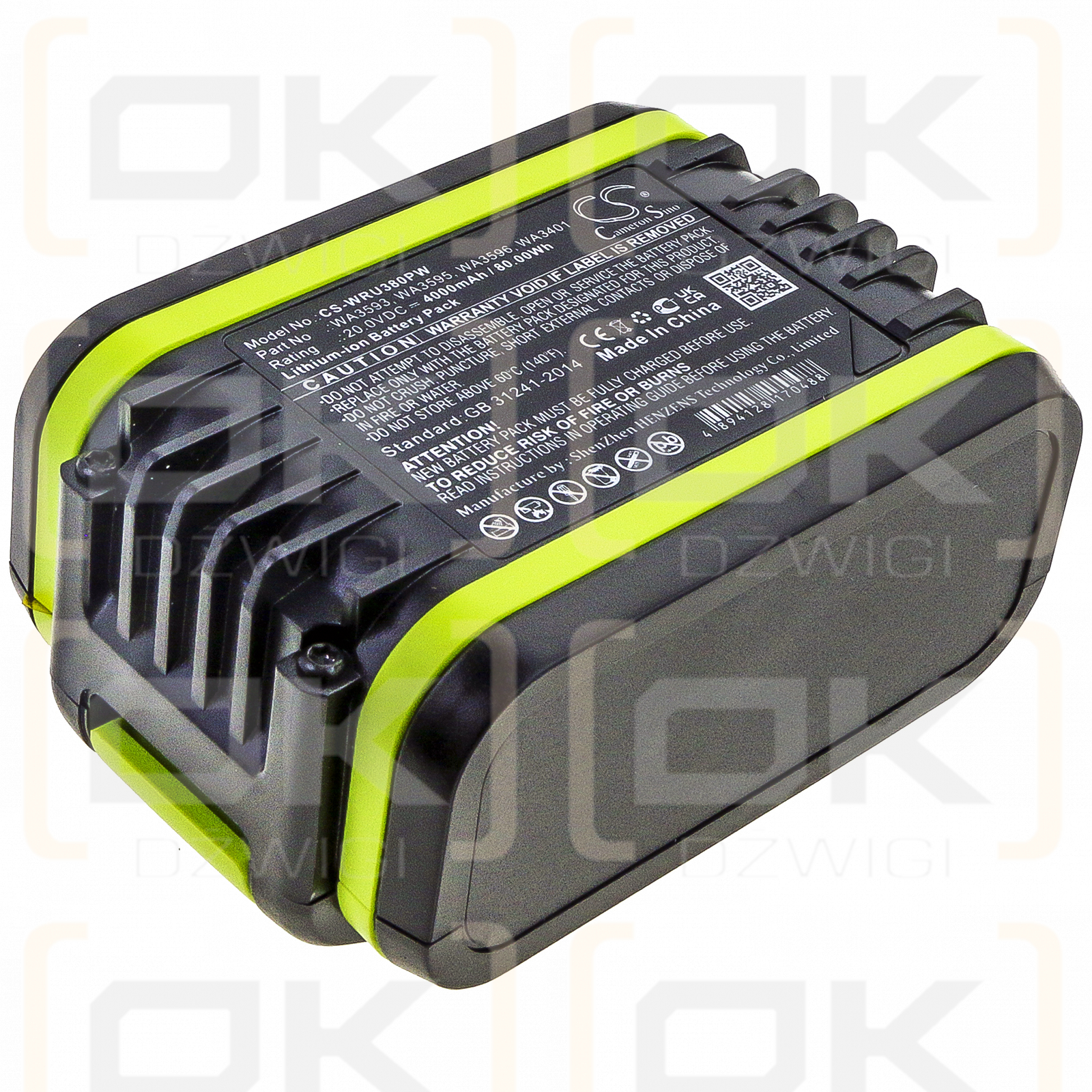 Worx WU172 / WA3593 4000 mAh Li-Ion 20,0 V (Cameron Sino)