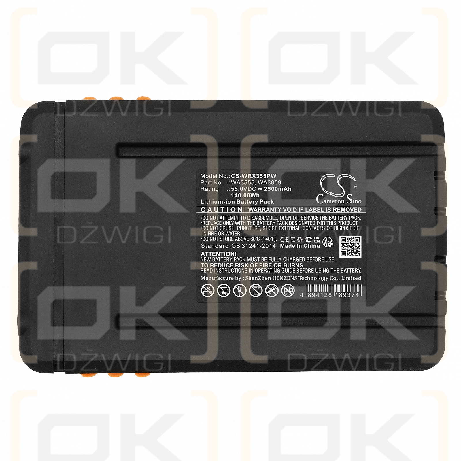 Worx WG291 / WA3555 2500 mAh Li-Ion 56 V (Cameron Sino)