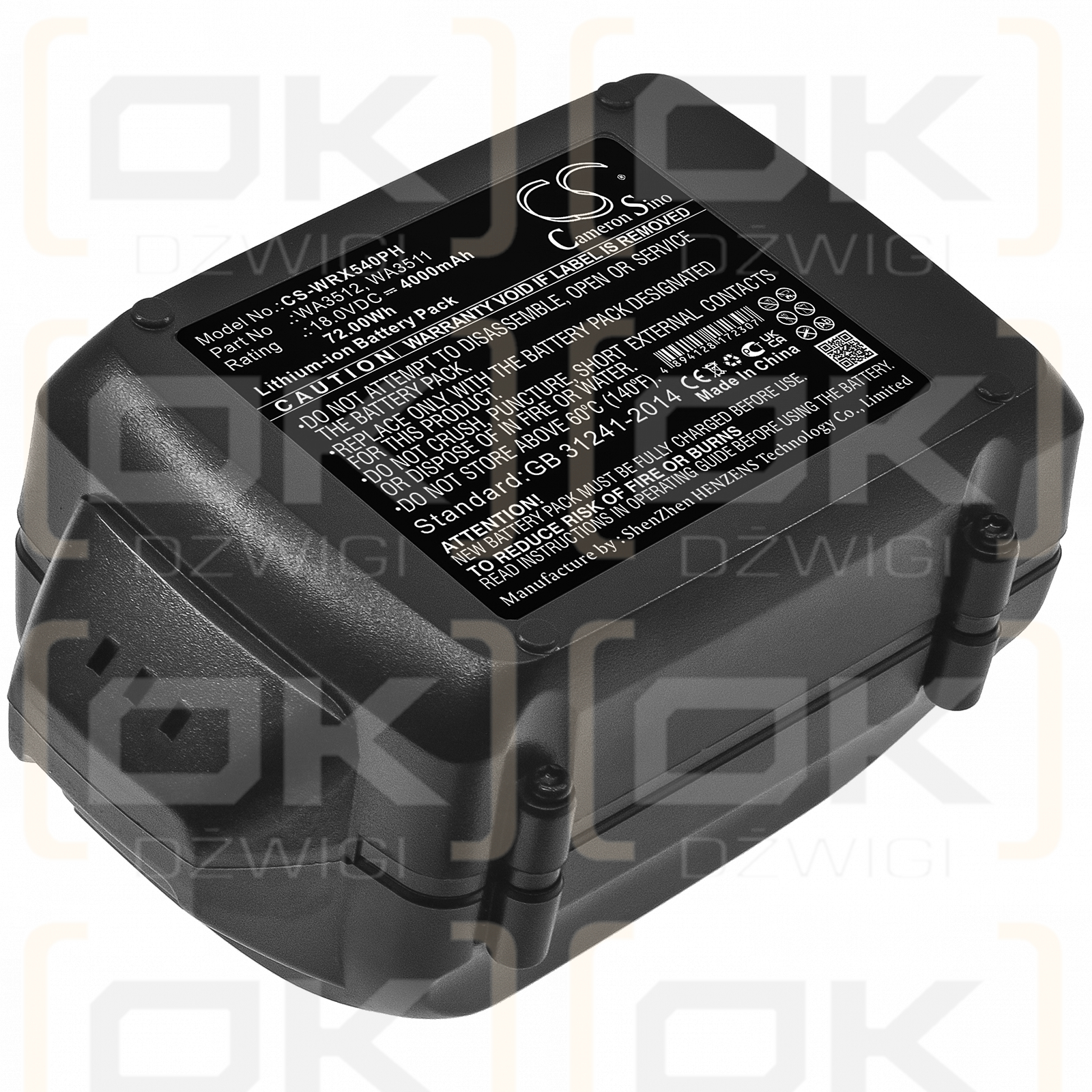 Worx WX183.2 / WA3512 4000 mAh Li-Ion 18,0 V (Cameron Sino)