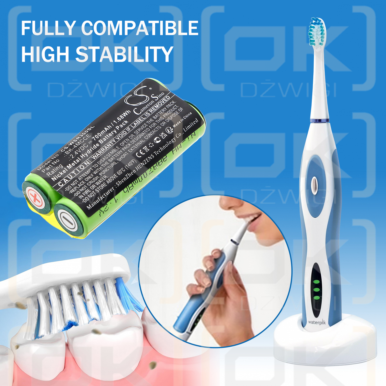 Waterpik 900 Sonic Toothbrush / BK-4MCCE 700mAh Ni-MH 2.4V (Cameron Sino)