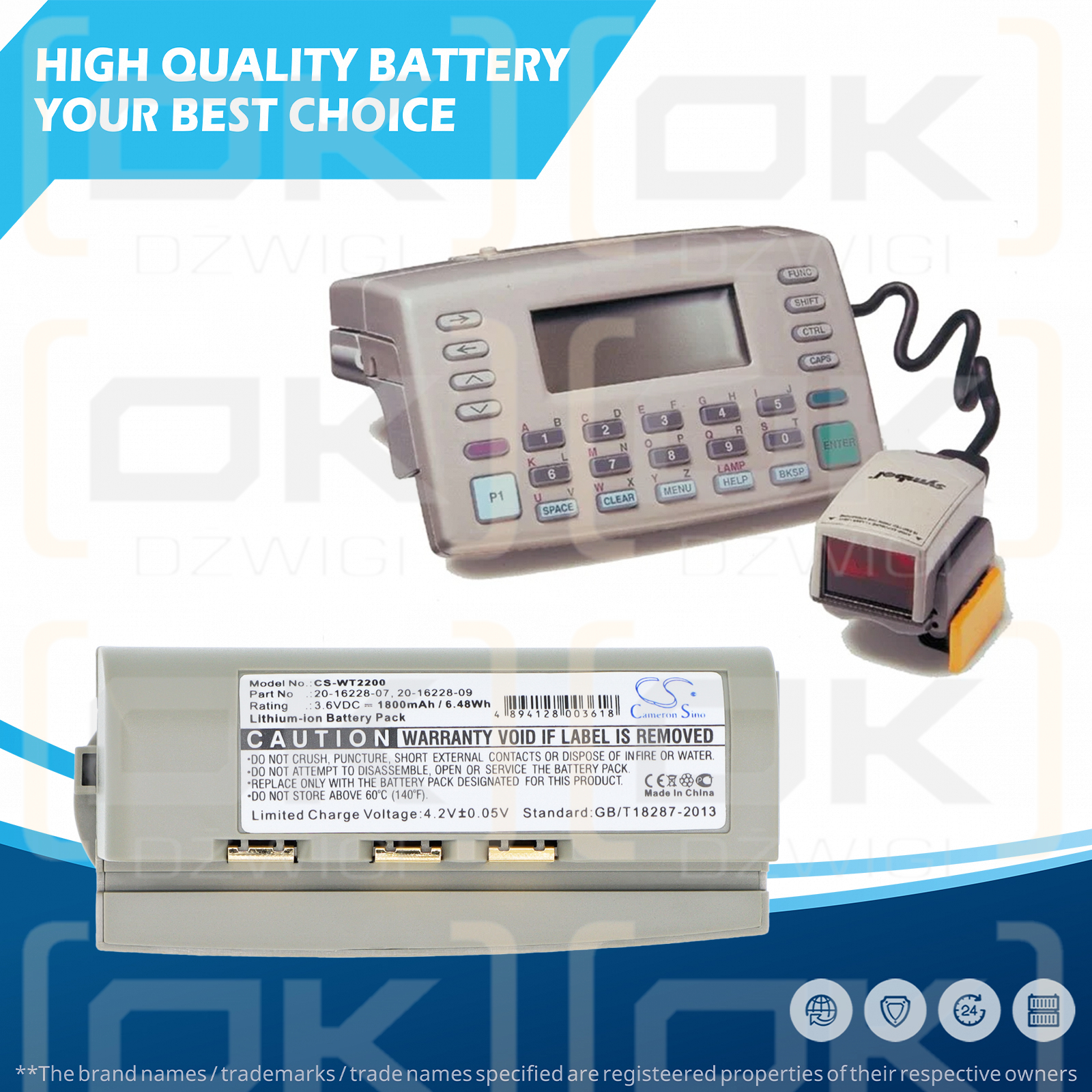 Referencia SY10L1-G / 20-16228-07 Batería de ion de litio de 1800 mAh y 3,6 V (Cameron Sino)