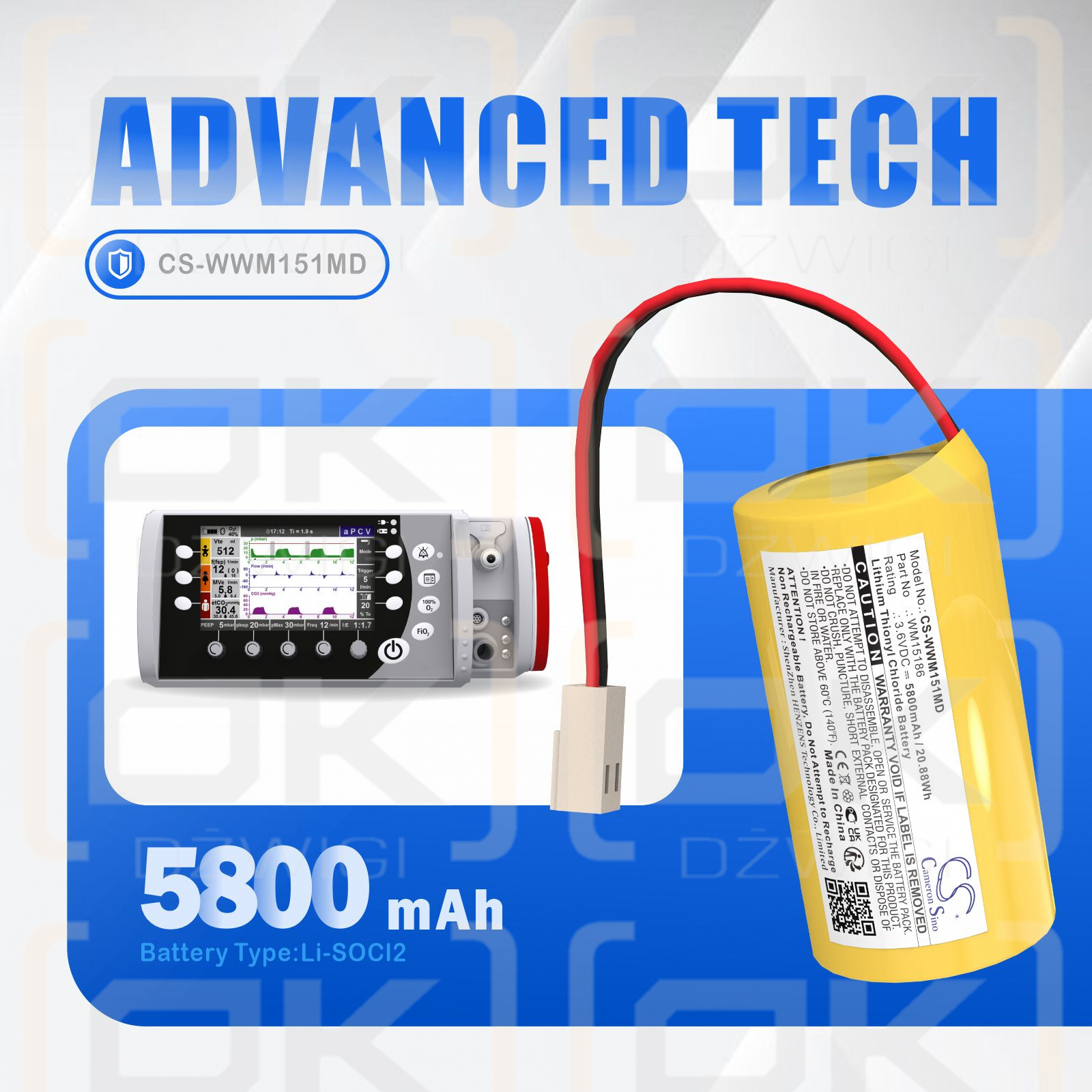 WEINMANN MEDUMAT / 88888696 5800 mAh Li-SOCl2 3,6 V (Cameron Sino)