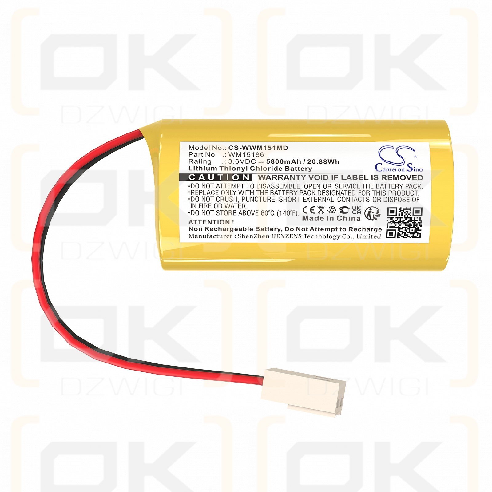 WEINMANN MEDUMAT / 88888696 5800 mAh Li-SOCl2 3,6 V (Cameron Sino)