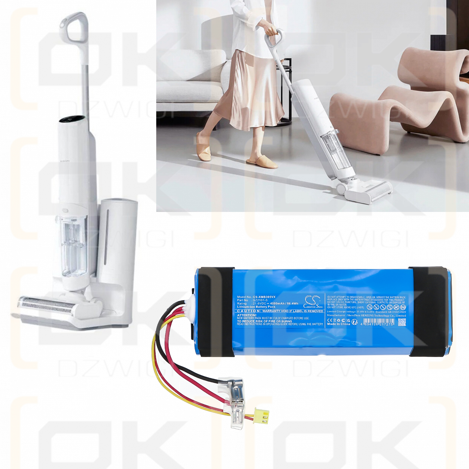 Xiaomi Truclean W10 / MJGWXDJ 4000mAh Li-ion 21.6V (Cameron Sino)