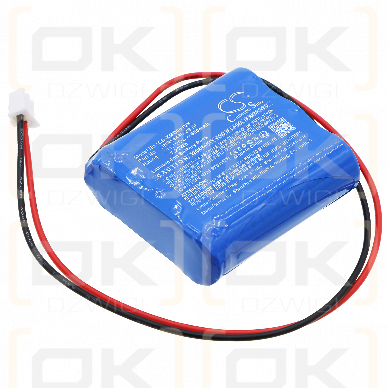 Xiaomi Mijia WXCDJ01SWDK / INR14430-3S1P 650mAh Li-ion 11.1V (Cameron Sino)