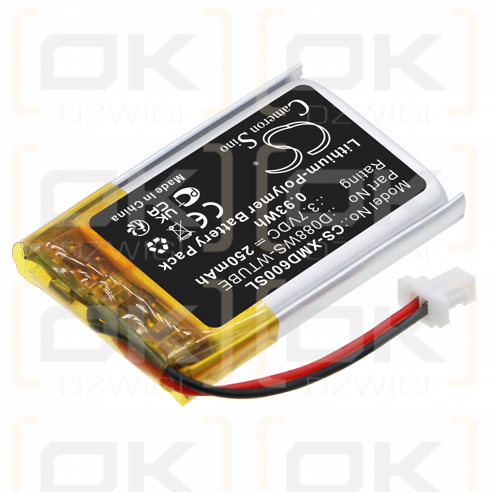 Detectores de metales XP WSAII XL / D088WS-WTUBE 250mAh Li-Polymer 3.7V (Cameron Sino)