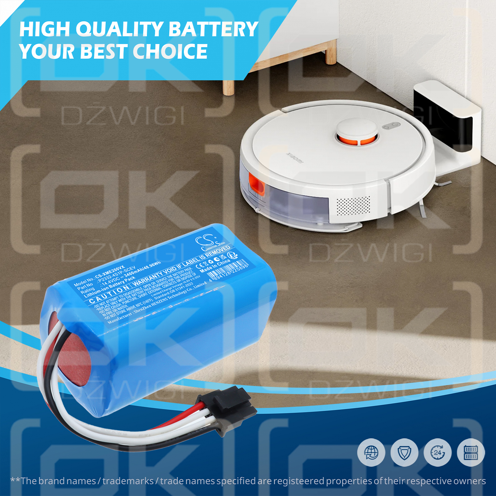 Xiaomi Robot Aspirador S20 / P2332-4S1P-SCEV 3400 mAh Li-ion 14,4 V (Cameron Sino)