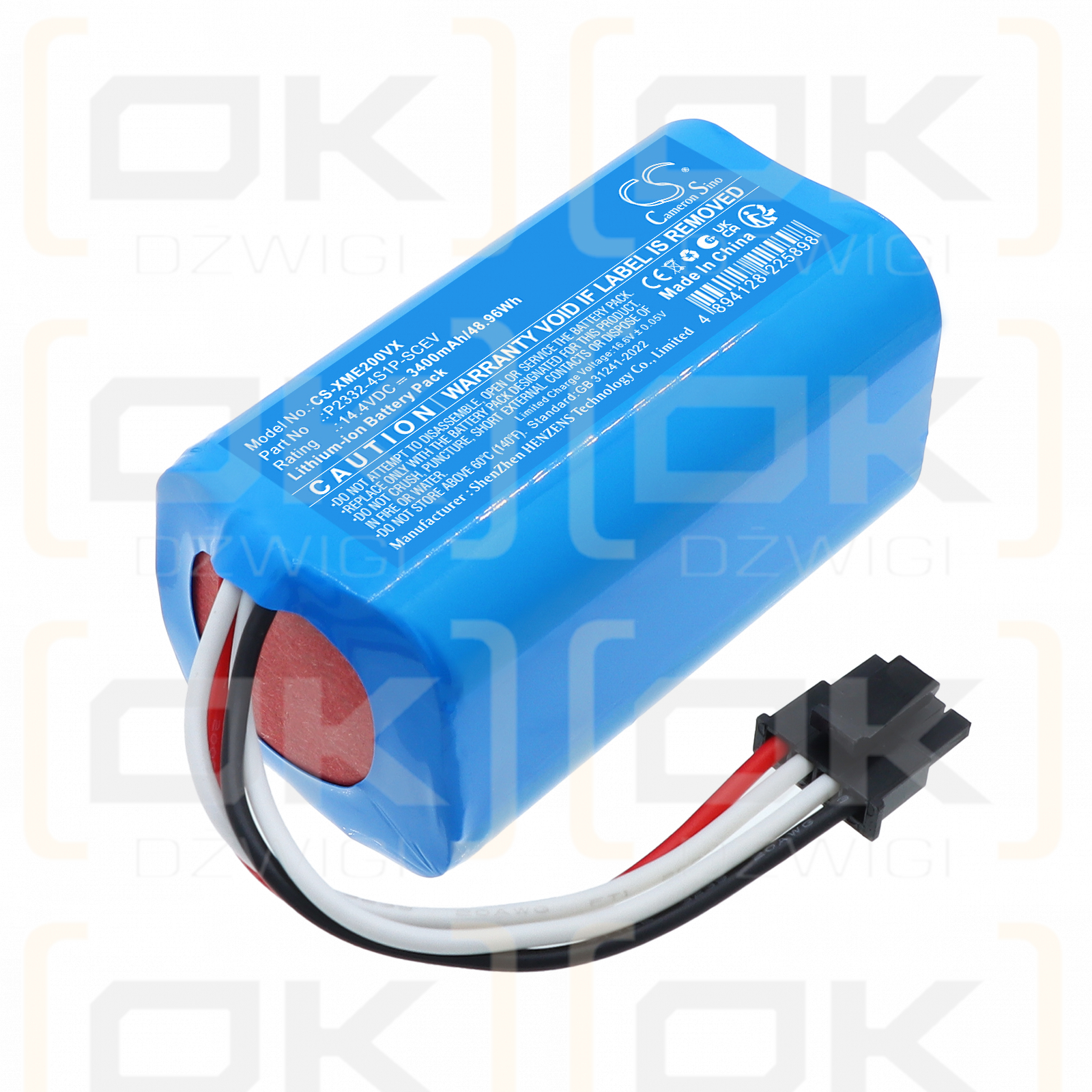 Xiaomi Robot Aspirador S20 / P2332-4S1P-SCEV 3400 mAh Li-ion 14,4 V (Cameron Sino)