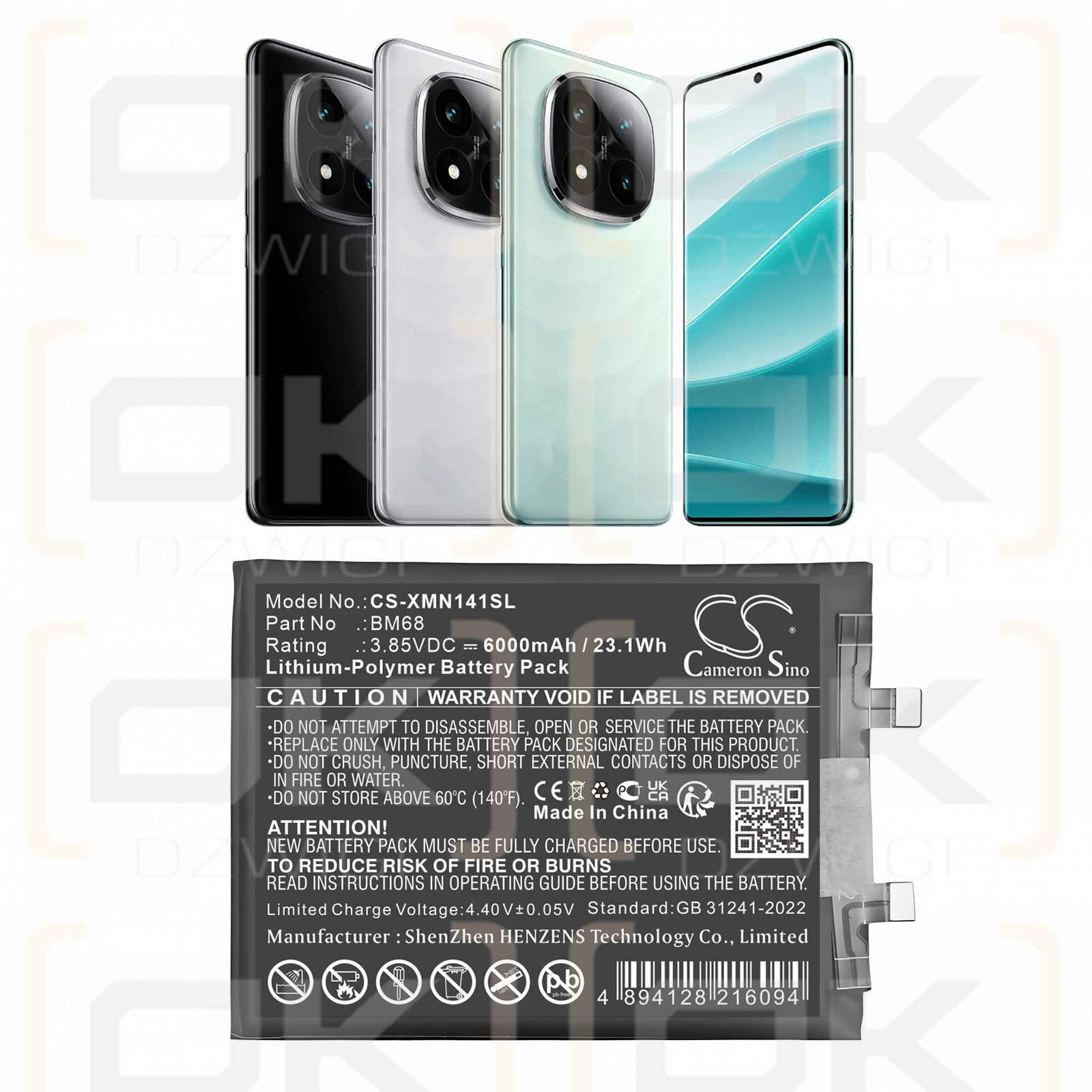 Redni Note 14 Pro+ / BM68 6000mAh Li-Polymer 3.85V (Cameron Sino)