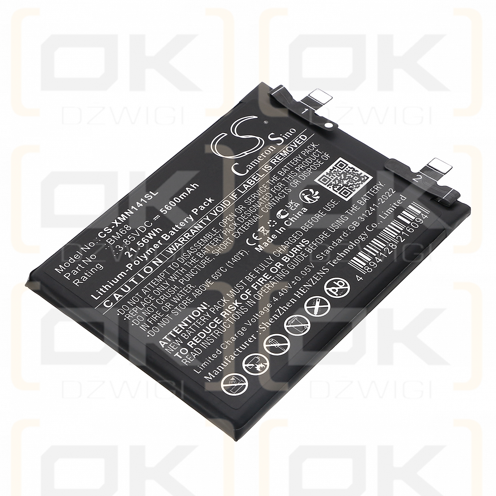 Redmi Note 14 Pro+ / BM68 5600 mAh, polímero de litio, 3,85 V (Cameron Sino)