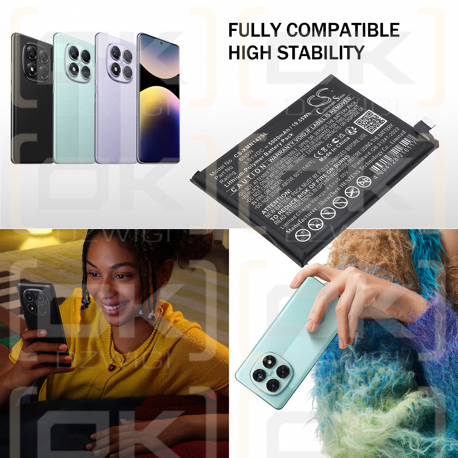 Redni Note 14 Pro / BN5W 5000 мАч, литий-полимерный, 3,91 В (Cameron Sino)