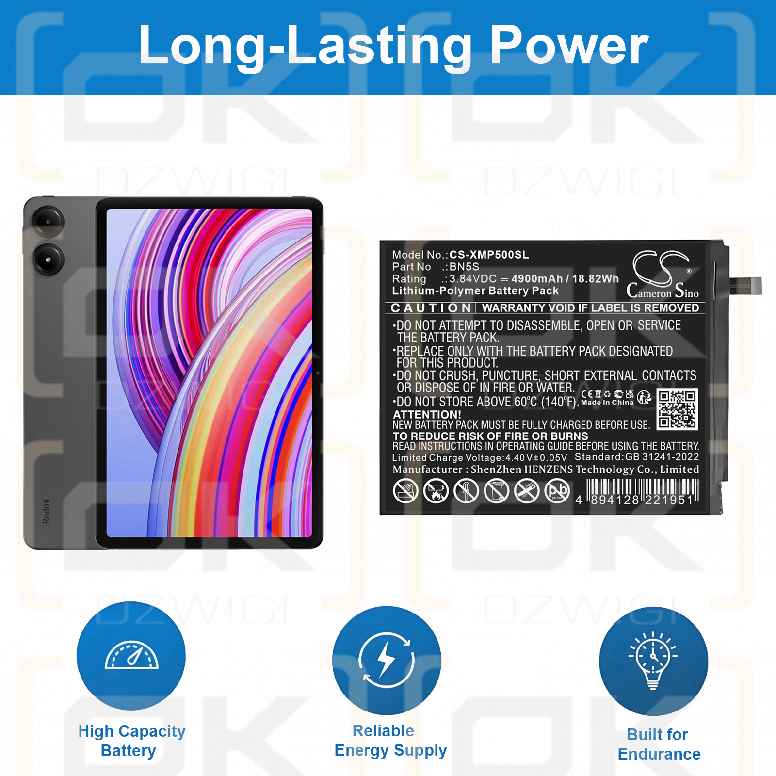 Redmi Pad Pro / BN5S 4900mAh Li-Polymer 3.84V (Cameron Sino)