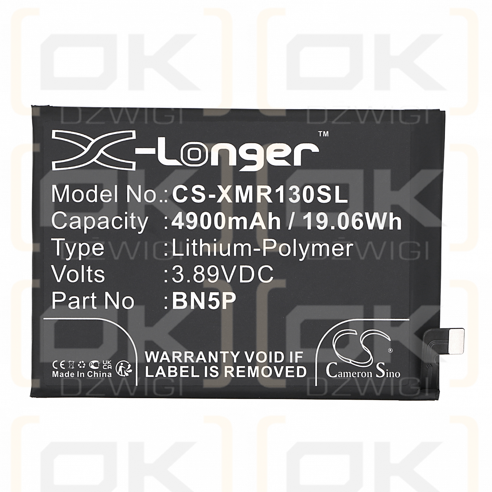 Redmi 23090RA98C / BN5P 4900 mAh Li-Polymer 3,89 V (Cameron Sino)