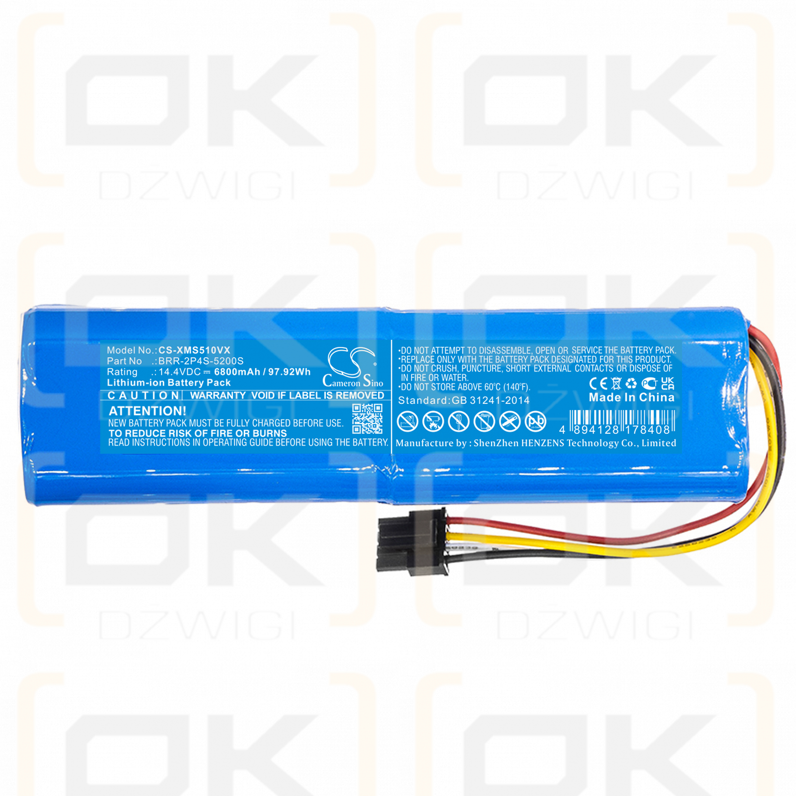 Xiaomi Roborock S552-00 / STYTJ01ZHM 6800mAh Li-ion 14.4V (Cameron Sino)