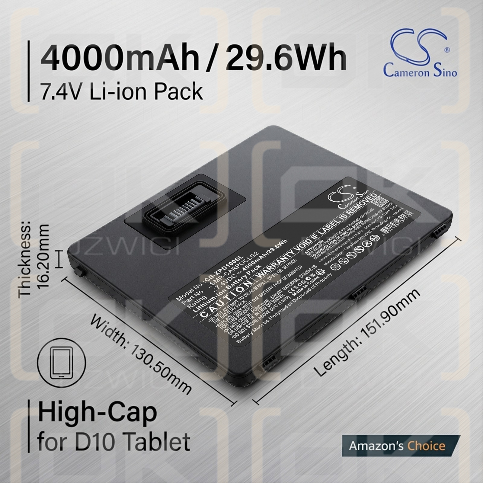 Replacement Battery for Xplore XSlate D10 / SMP-CARPOCLG2 4000mAh Li-ion 7.4V (Cameron Sino)