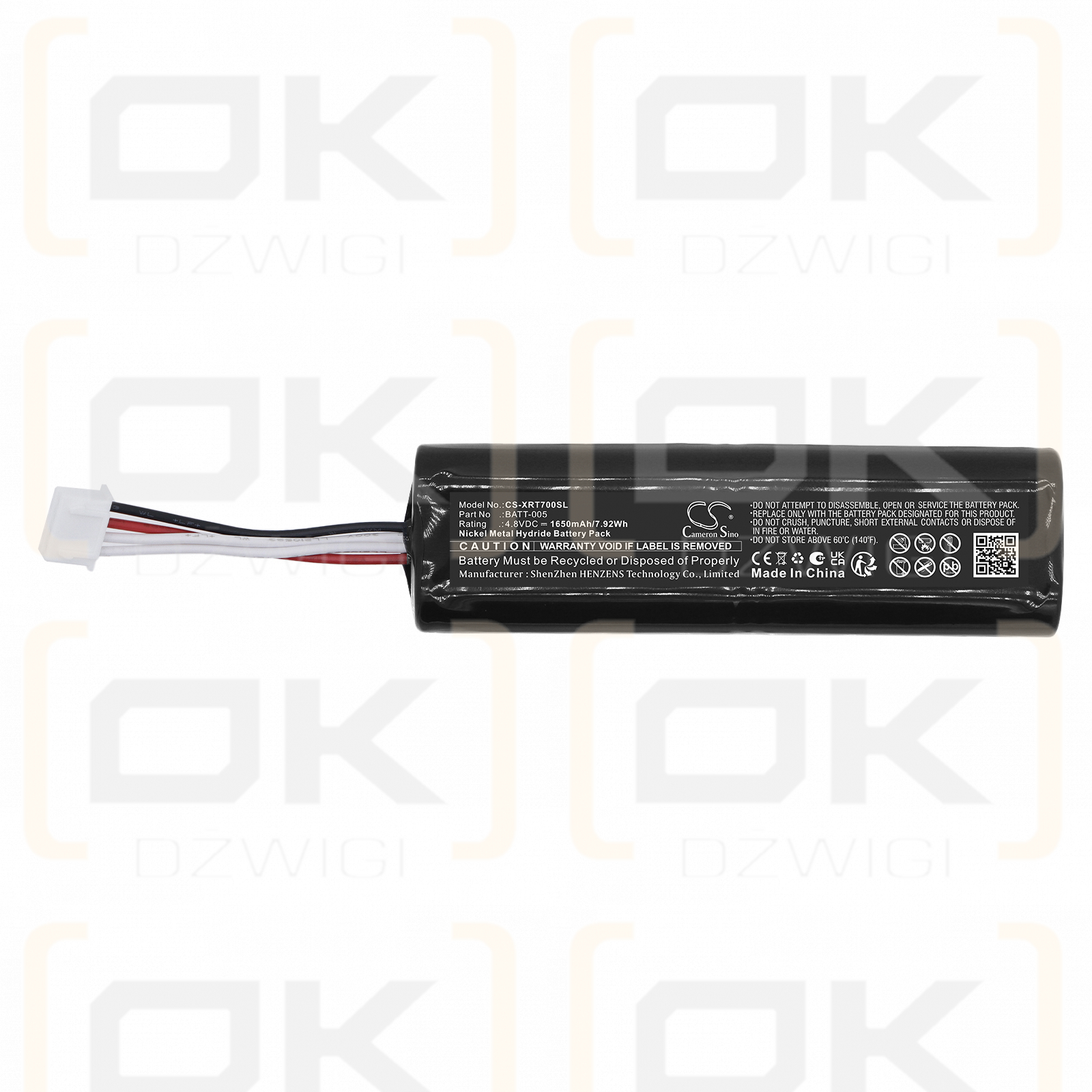 Batería de repuesto para X-Rite Ihara R700 / BATT-005 1650mAh Ni-MH 4.8V (Cameron Sino)
