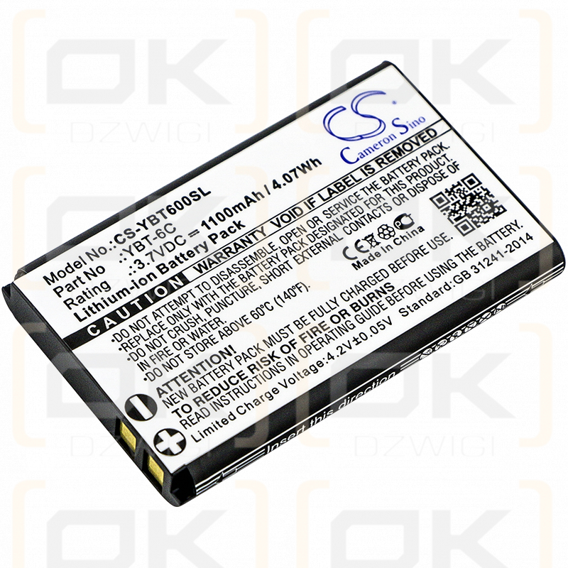 Paquete de baterías personalizado / YBT-6C 1100mAh Li-ion 3.7V (Cameron Sino)