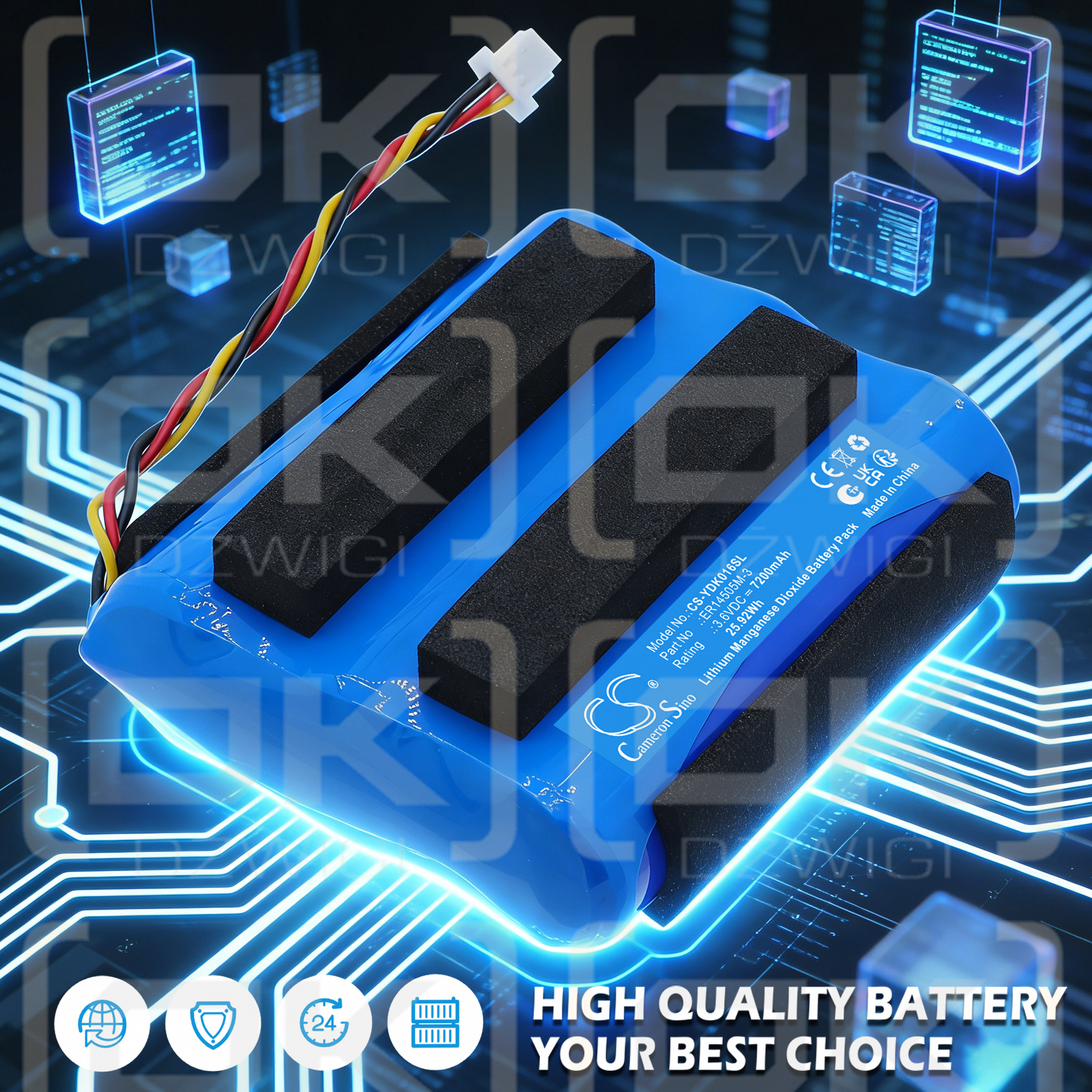 Bateria zamienna do Yadom EG-IoT GPS Tracker / ER14505M-3 7200 mAh Li-MnO2 3.6 V (Cameron Sino)