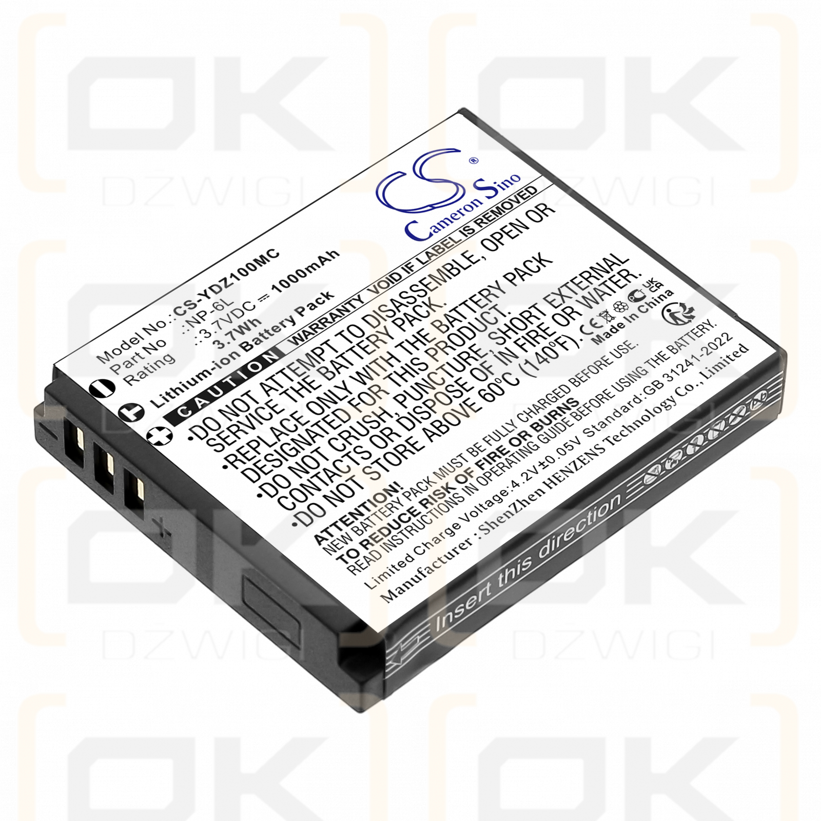 Minolta MND23 / NP-6L 1000 mAh Li-ion 3.7 V (Cameron Sino)