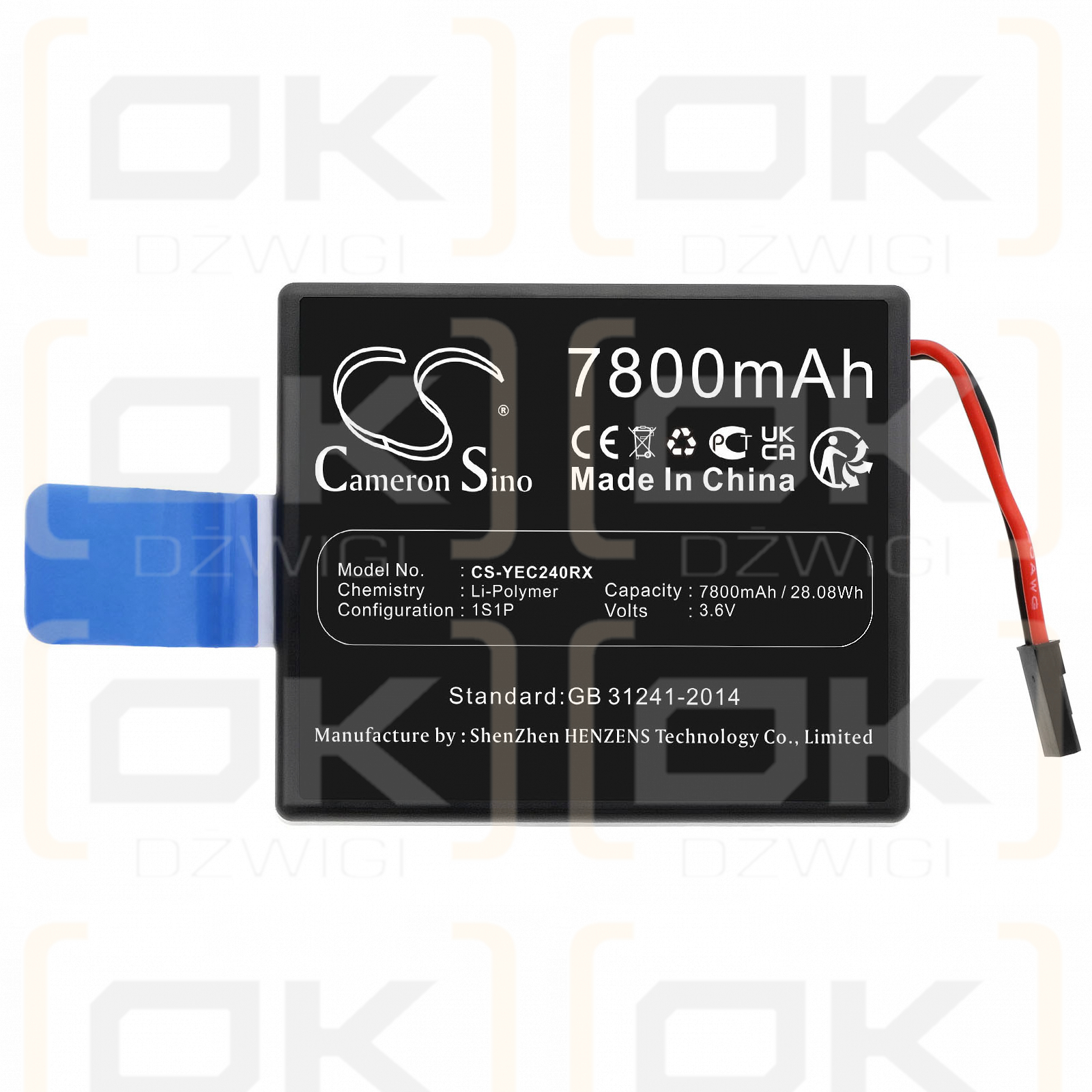 Controlador YUNEEC ST24 / YP-2 7800mAh Li-Polymer 3.6V (Cameron Sino)