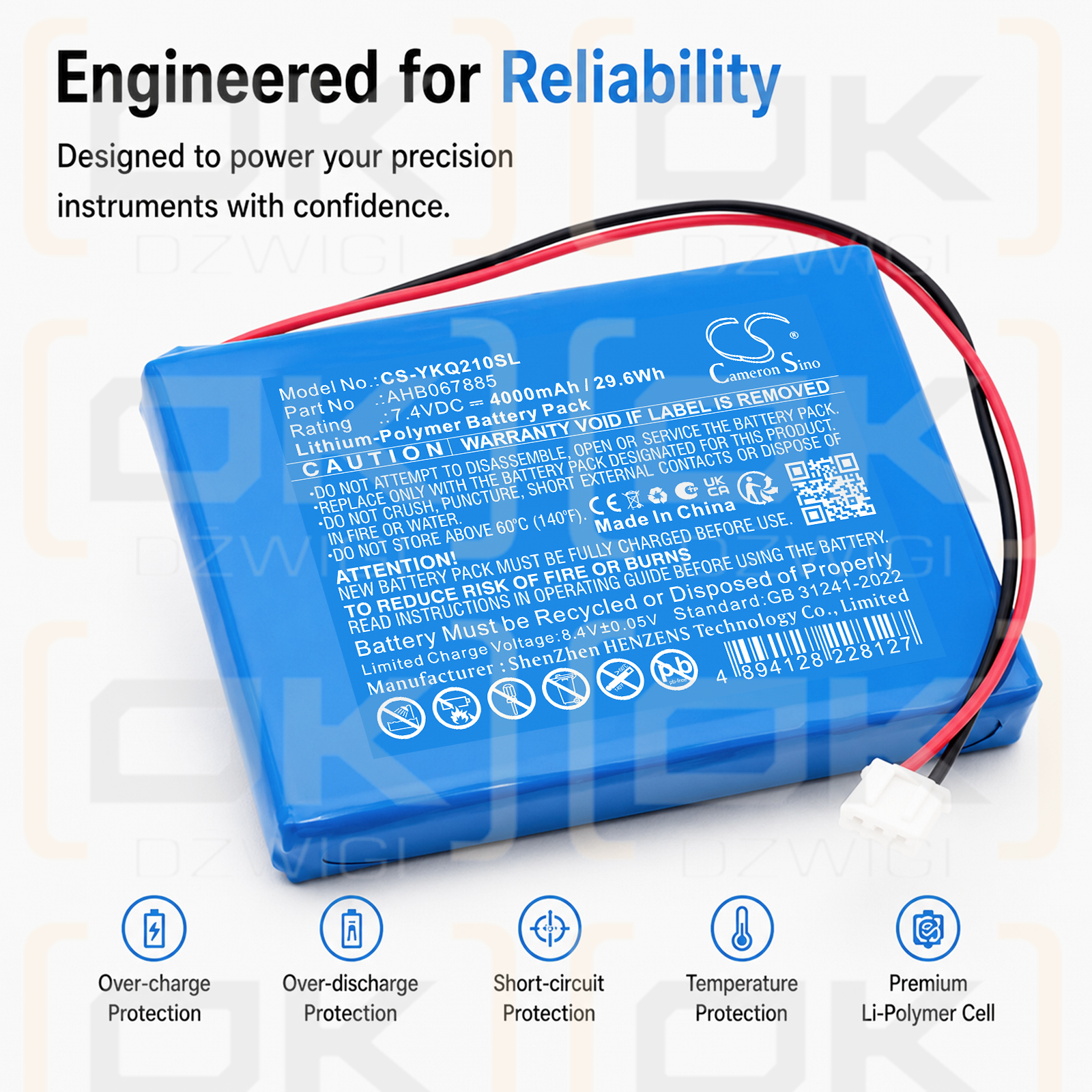 Сменный аккумулятор для Yokogawa AQ2100 / AHB067885 4000 мАч Li-Polymer 7,4 В (Cameron Sino)